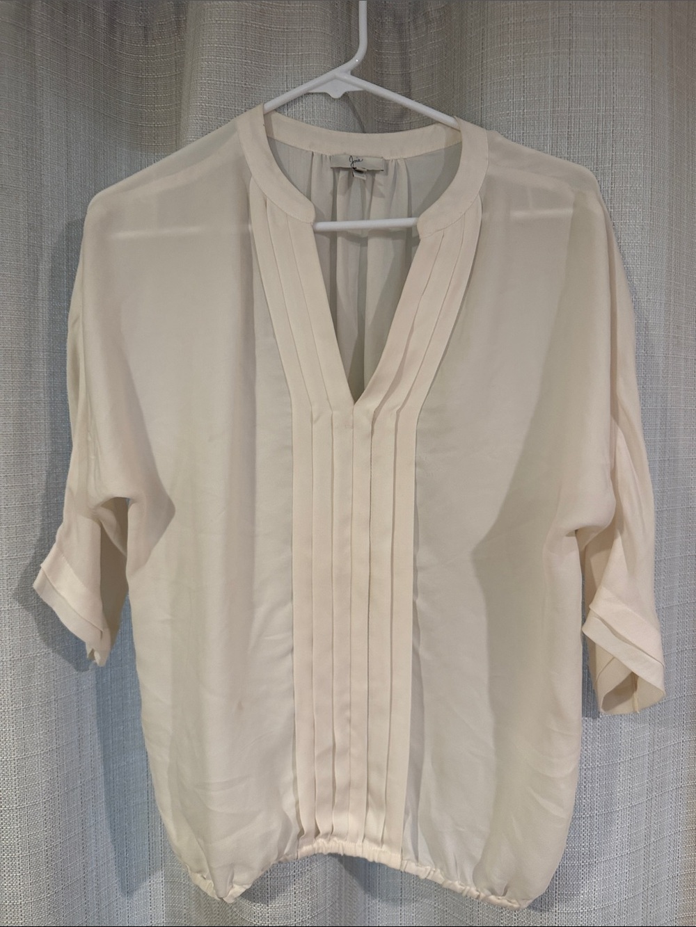 Joie Cream Pintuck V-Neck Blouse